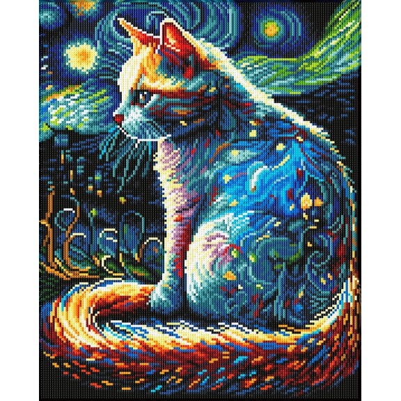 Diamond Dotz Starry Night Cat Diamond Painting Kits for Adults - Diamond Art Kits a Relaxing Creative Craft Kit with Dotz Gems