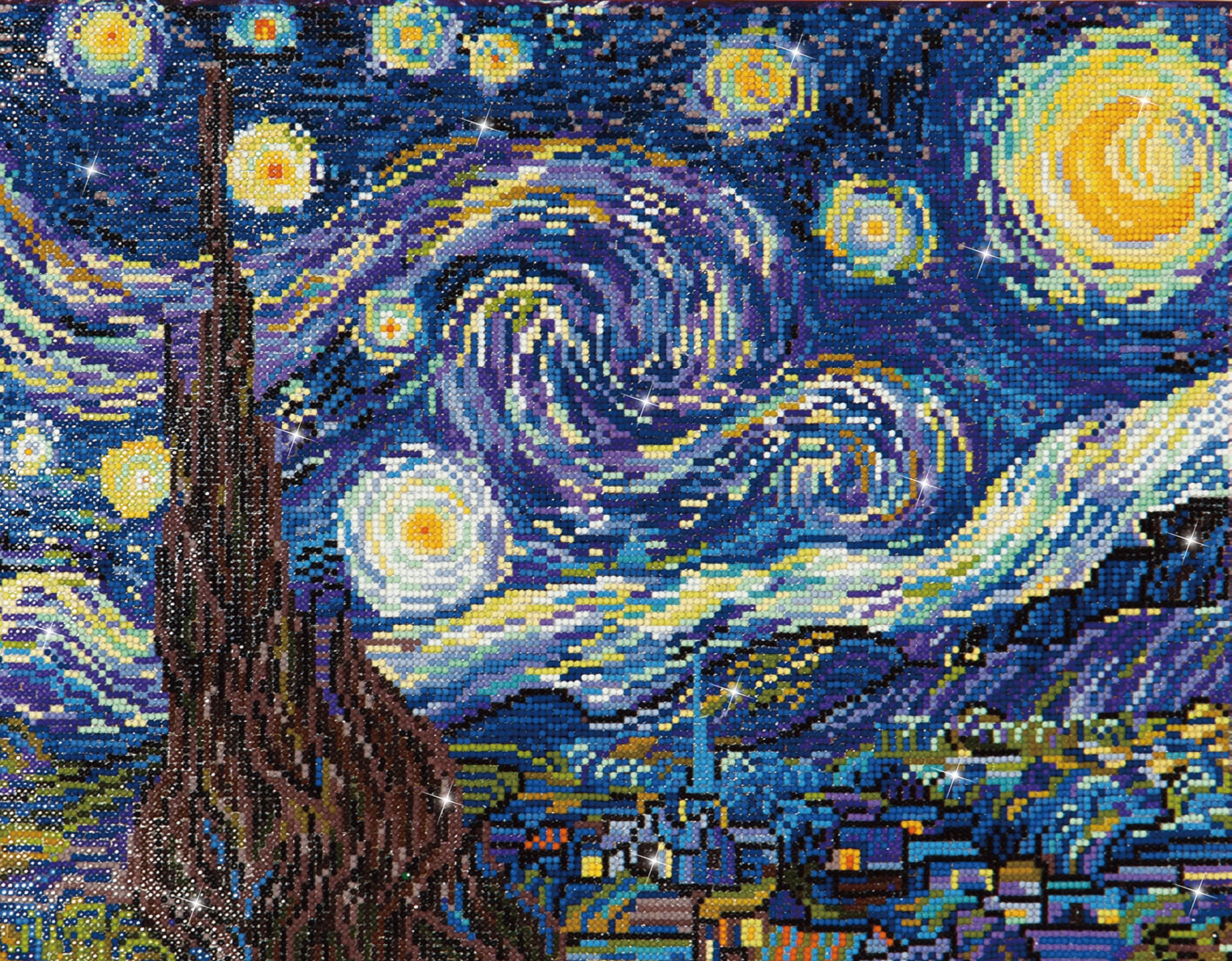 Starry Night Van Gogh Diamond Painting Kit with Dotz Gems 16x20