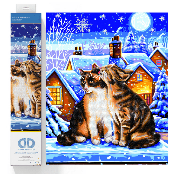 Diamond Dotz Stars & Whiskers Cats Diamond Painting Kits for Adults - Diamond Art Kits a Relaxing Creative Craft Kit with Dotz Gems 16"x20"