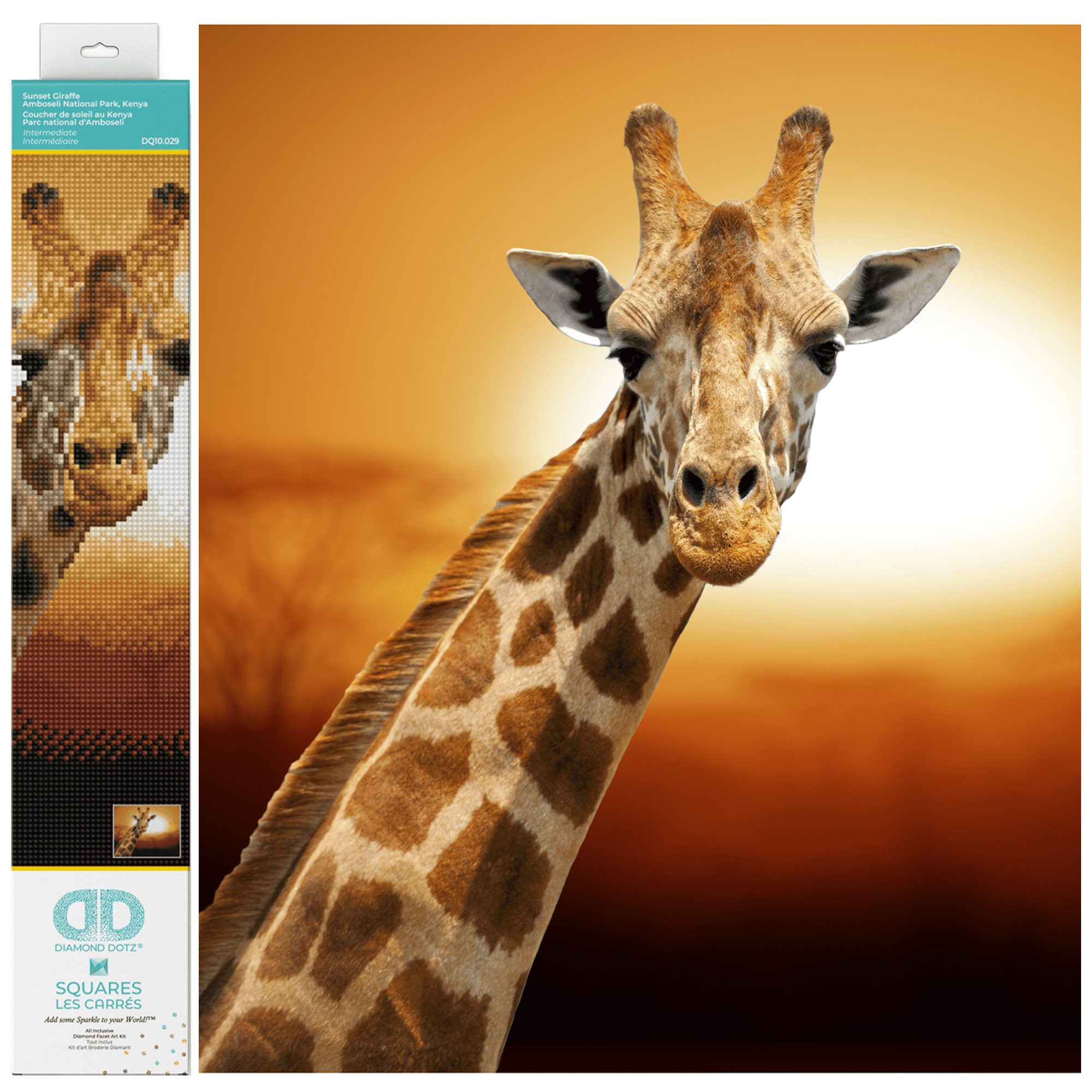 Diamond Dotz Sunset Giraffe Amboseli National Park- Kenya Diamond Painting Kits for Adults - Diamond Art Kits a Relaxing Creative Craft Kit with Dotz Gems 18.5x14.6