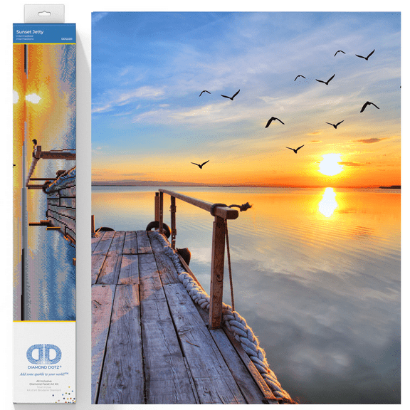 Diamond Dotz Sunset Jetty Diamond Painting Kits for Adults - Diamond Art Kits a Relaxing Creative Craft Kit with Dotz Gems 28.6x18.5