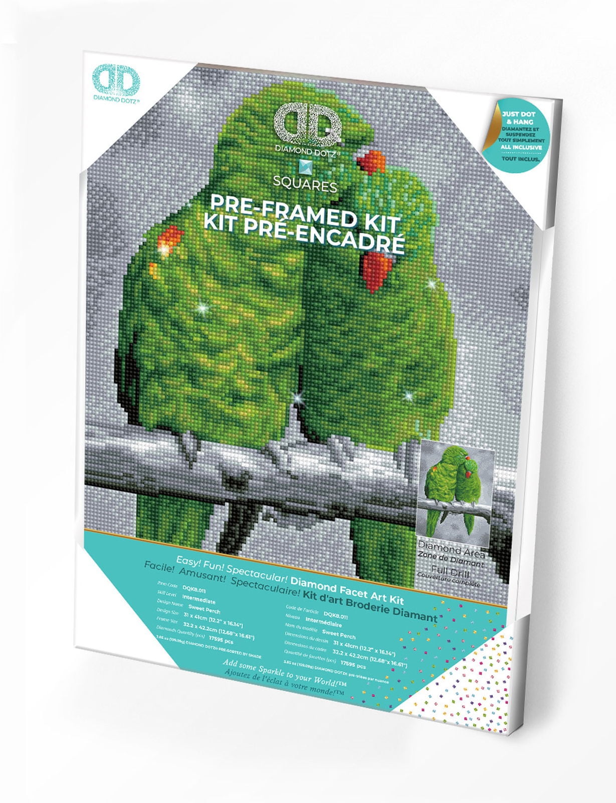 Diamond Dotz Sweet Perch - Pre-Framed Kit Bird Diamond Painting Kits for Adults - Diamond Art Kits a Relaxing Creative Craft Kit with Dotz Gems 12.2"x16.1"