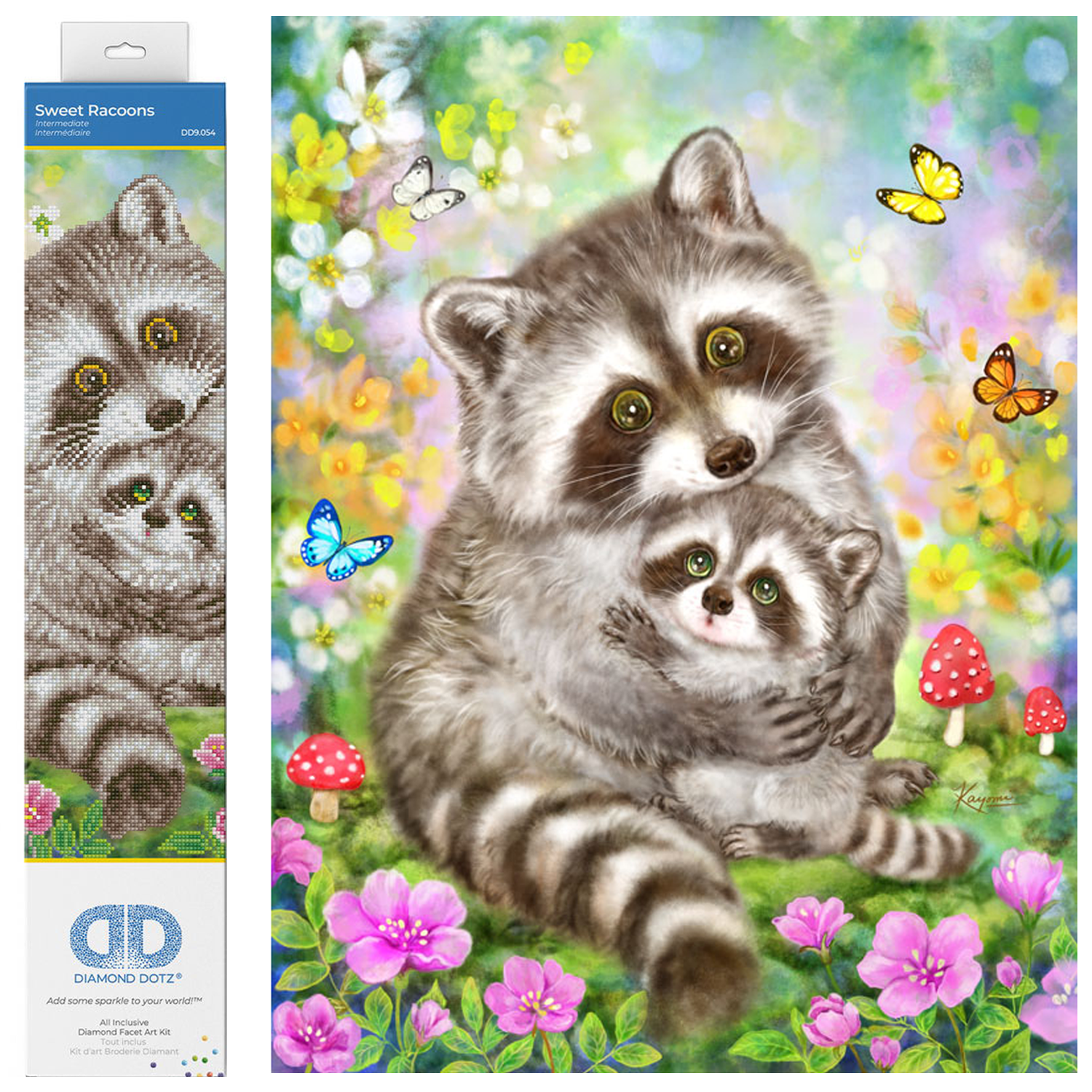 Diamond Dotz Sweet Racoons Diamond Painting Kits for Adults - Diamond Art Kits a Relaxing Creative Craft Kit with Dotz Gems 16.5x20.5