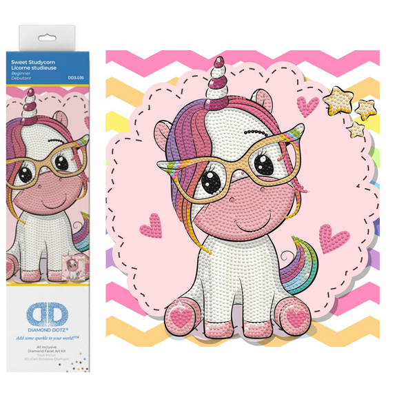 Diamond Dotz Sweet Studycorn Unicorn Diamond Painting Kits for Adults - Diamond Art Kits a Relaxing Creative Craft Kit with Dotz Gems 9"x9"