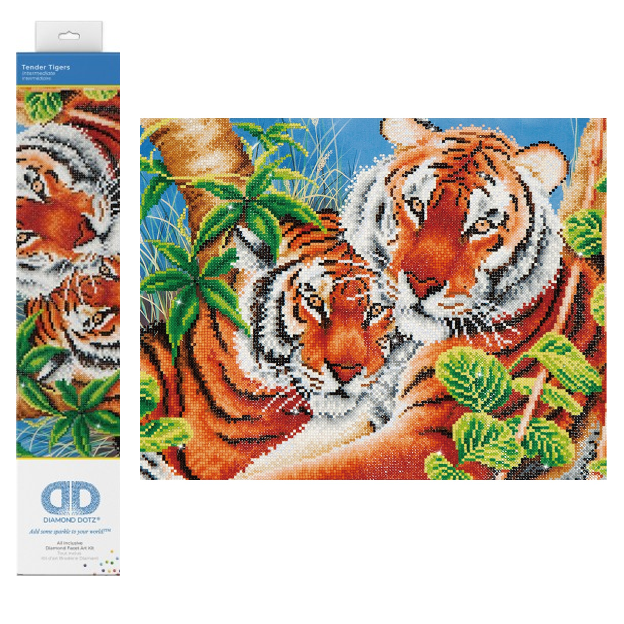 Diamond Dotz Tender Tigers Animal Diamond Painting Kits for Adults - Diamond Art Kits a Relaxing Creative Craft Kit with Dotz Gems 14.5"x20.5"