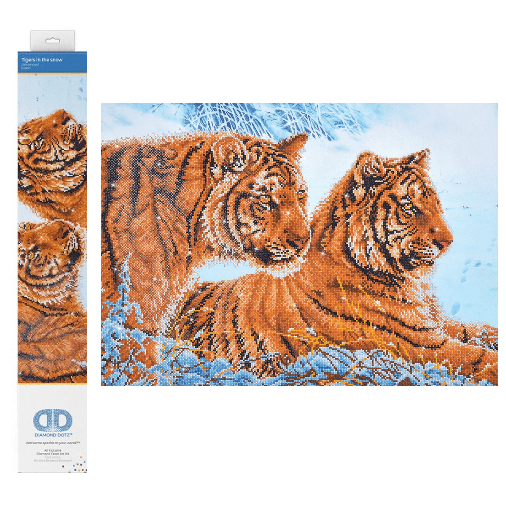 Diamond Dotz Tigers in the Snow Animal Diamond Painting Kits for Adults - Diamond Art Kits a Relaxing Creative Craft Kit with Dotz Gems 20.5"x28.3"