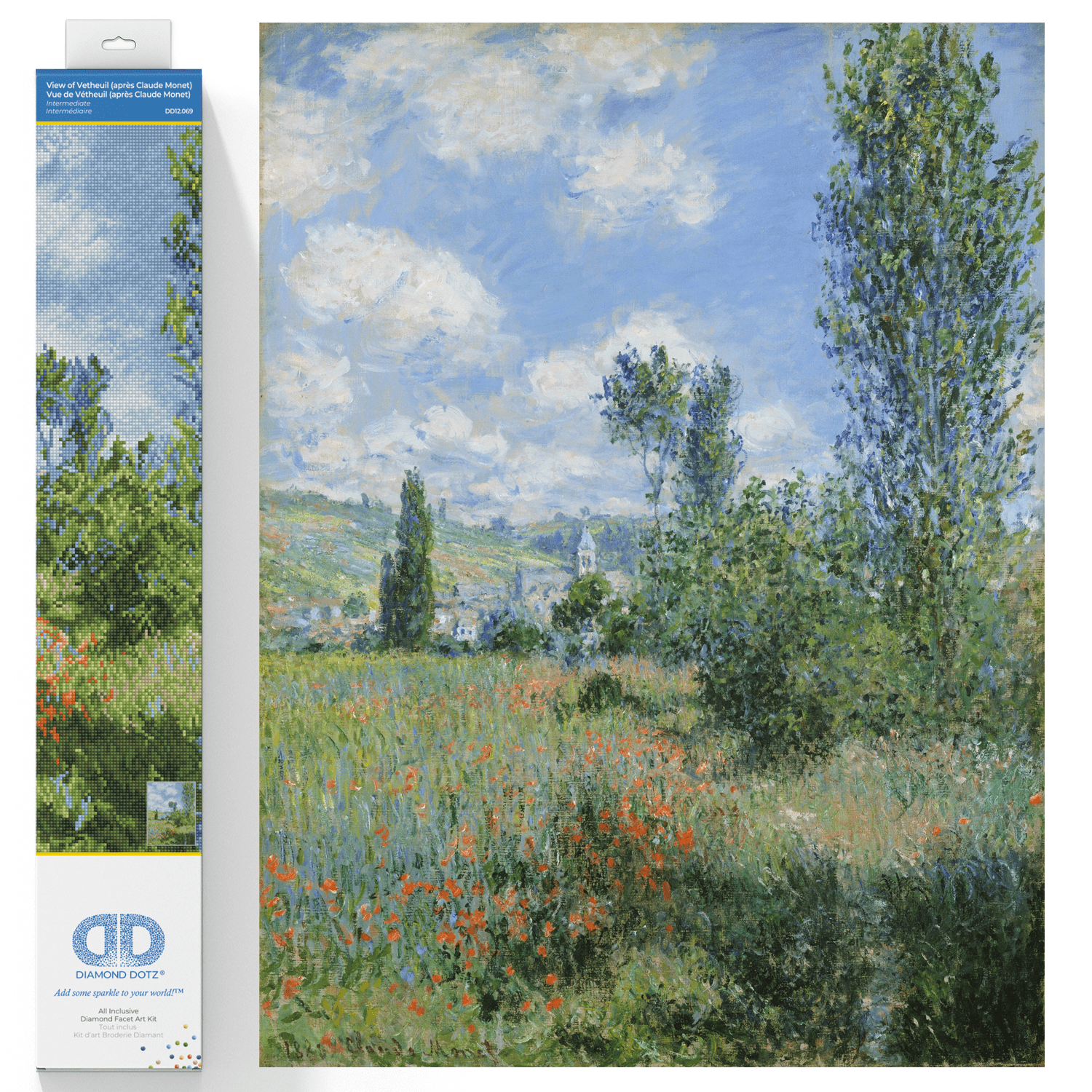 Diamond Dotz View of Vetheuil (apres Claude Monet) Landscape Diamond Painting Kits for Adults - Diamond Art Kits a Relaxing Creative Craft Kit with Dotz Gems   26"x19.7"