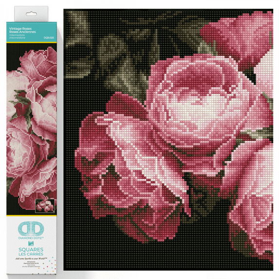 Diamond Dotz Vintage Roses Diamond Painting Kits for Adults - Diamond Art Kits a Relaxing Creative Craft Kit with Dotz Gems 16.9x12.2