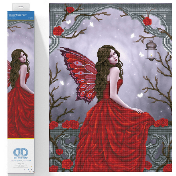 Diamond Dotz Winter Rose Fairy Diamond Painting Kits for Adults - Diamond Art Kits a Relaxing Creative Craft Kit with Dotz Gems 20.5x26.8