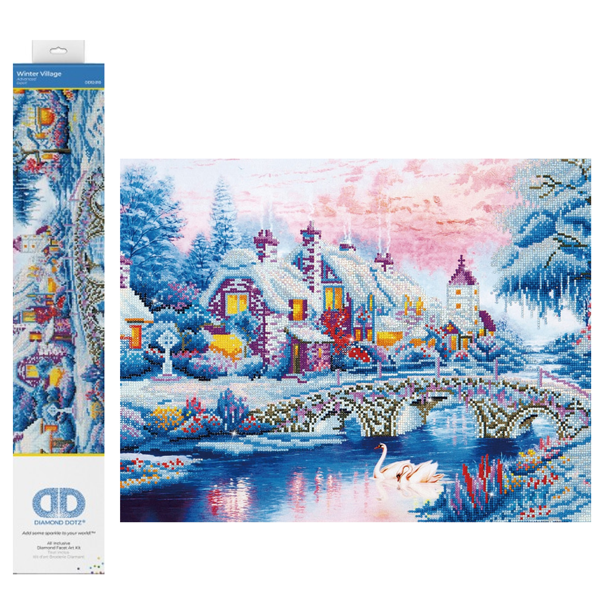 Diamond Dotz Winter Village Landscape Diamond Painting Kits for Adults - Diamond Art Kits a Relaxing Creative Craft Kit with Dotz Gems 19.7"x31"