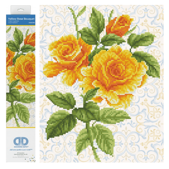 Diamond Dotz Yellow Rose Bouquet Diamond Painting Kits for Adults - Diamond Art Kits a Relaxing Creative Craft Kit with Dotz Gems 14.2x11