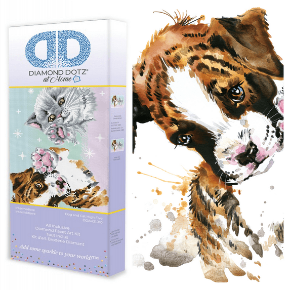 Diamond Dotz at Home Dog and Cat High Five Diamond Painting Kits for Adults - Diamond Art Kits a Relaxing Creative Craft Kit with Dotz Gems 24x12