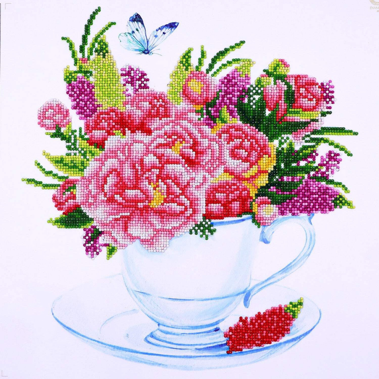 Diamond Dotz at Home Floral Tea Cup Diamond Painting Kits for Adults - Diamond Art Kits a Relaxing Creative Craft Kit with Dotz Gems 16x16