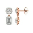 thumbnail image 1 of Diamond Double Halo Earring | 3 Ct IGI Certified Emerald Shape Lab Grown Diamond Dangle | 14K Rose Gold | Sasha Double Halo Lab Diamond Earring | FG-VS1-VS2 Quality | Friendly Diamonds, 1 of 5