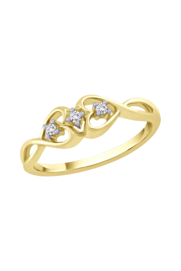 Diamond Double Heart Promise Ring in 10K Yellow Gold (1/20 cttw)