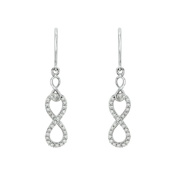 Diamond Double Infinity Dangle Earrings in Sterling Silver (1/5 cttw)