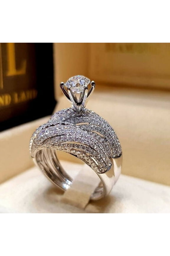 Diamond Double-layer Simulation Engagement Ring Set