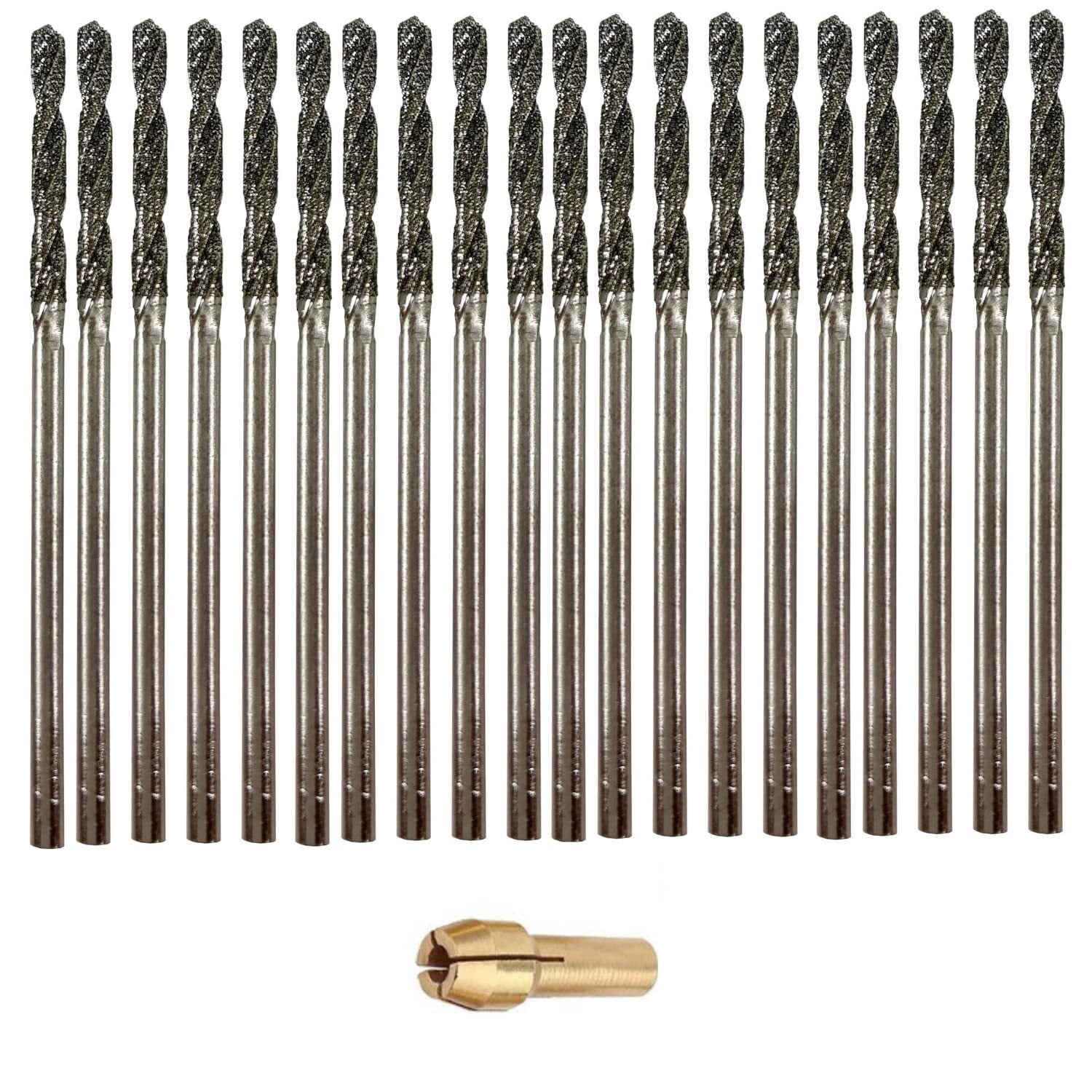 Diamond Drill Bit 2mm Set 20 Pcs Jewelry Beach Sea Glass Shells Gemstones 20 Pieces 2 mm Twist Bits Kit Pack by Drilax