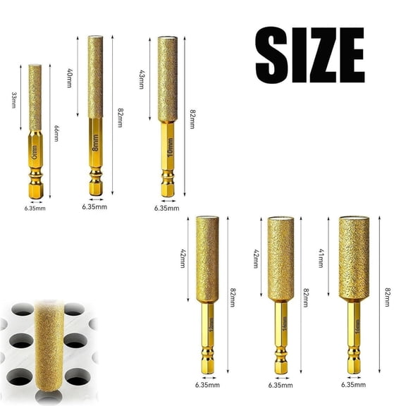 Diamond Drill Bit Set 6-16mm Tile Glass Hole Cutter, Hex Shank Grinding Head, Carbide Coated for Ceramic Granite