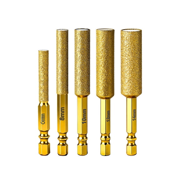Diamond Drill Bit Set for Tile and Glass | Hex Shank Hole Saw Cutter | 6mm to 14mm Sizes | 5-Piece Kit for Ceramic, Granite, and DIY Projects