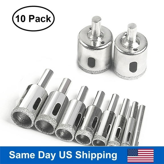Diamond Drill Bit for Glass, 10-Pack Micro Diamond Hole Saw for Porcelain Tile & Ceramics, Small Hole Drilling Precision