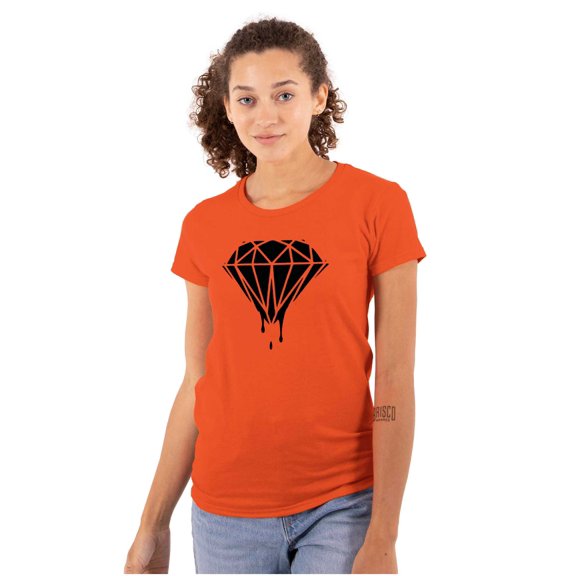 Diamond Dripping Fashionable Girly Womens Slim Fit Graphic Tee Brisco Brands M