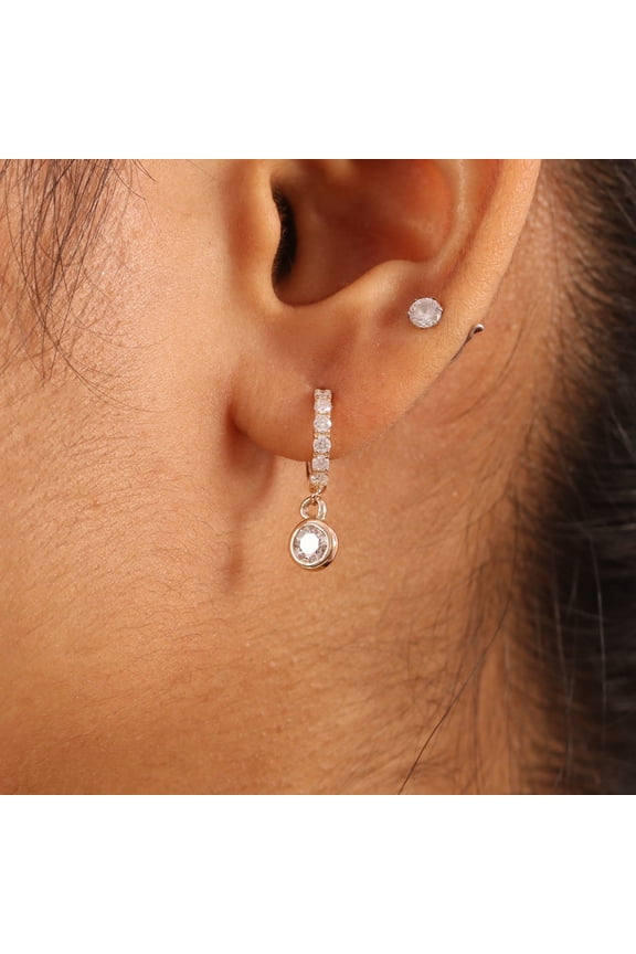 Diamond Drop Hoops Earring, Hanging Earrings, Big Diamond Earring,, Dangling Hoops Earring, 925 Starling Silver Earring, Gift For Her Fine Jewelry.