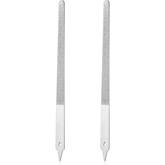 Diamond Dust Nail File Metal Nail File 6 Inch Dust Nail File Diamond Dust Nail Files for Natural Nails Stainless Steel Fingernail Files with Pointed Tip for Manicure, Pedicure(2 PCS)