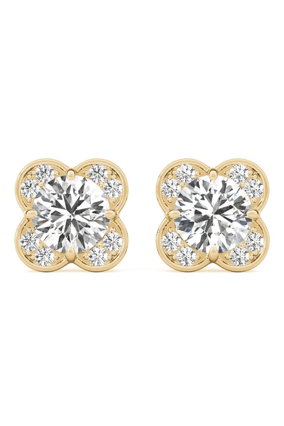 Diamond Earring Studs For Women 1.0 Carat Lab Created Brilliant Round Diamonds Floral design Shape Studs (E-F VS2-SI1 ) In 14K Solid Rose White Yellow Gold Jewelry