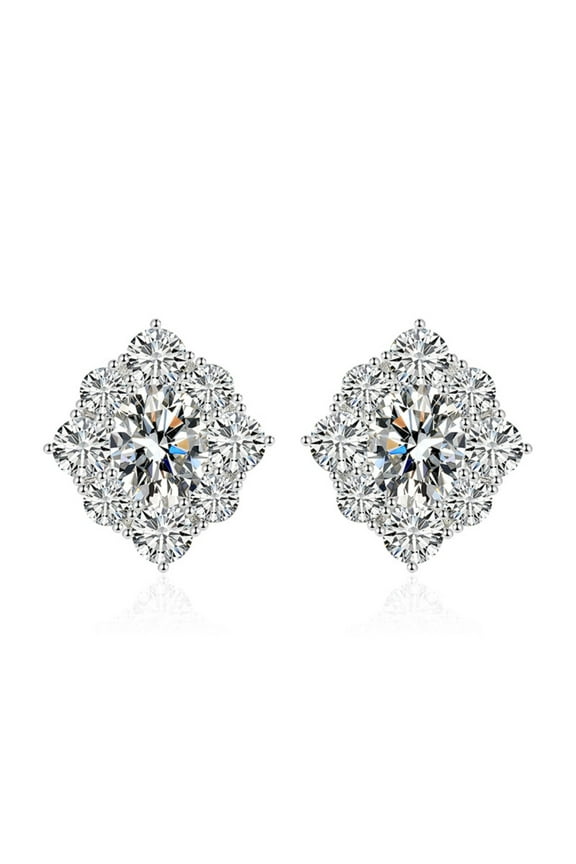Diamond Earrings for Women Flower Stud Earrings S925 Silver Needle Earrings Jewelry for Her Birthday Christmas Gift