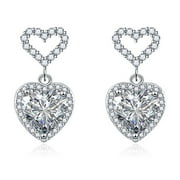 VIREELLX Diamond Earrings for Women High Carbon Diamond Simulation Yellow Diamond 8 * 8 Heart Earrings Jewelry for Her Birthday Christmas Gift