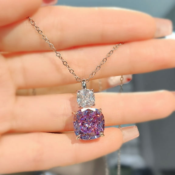 Vireellx Diamond Earrings for Women Purple Lithium Necklace Purple Diamond Pendant Jewelry for Her Birthday Christmas Gift