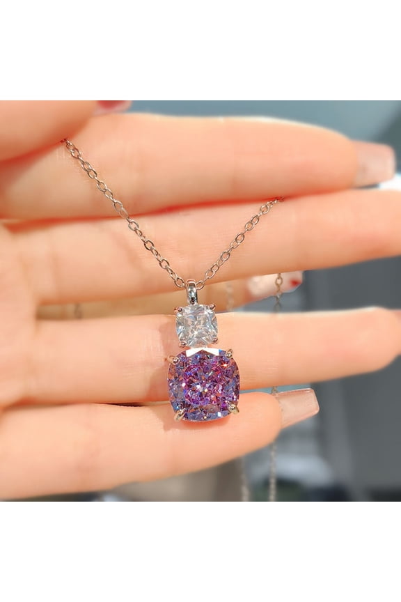 Diamond Earrings for Women Purple Lithium Necklace Purple Diamond Pendant Jewelry for Her Birthday Christmas Gift