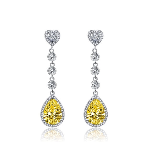 Diamond Earrings for Women S925 Silver Needle Heart Earrings Droplet Jewelry for Her Birthday Christmas Gift