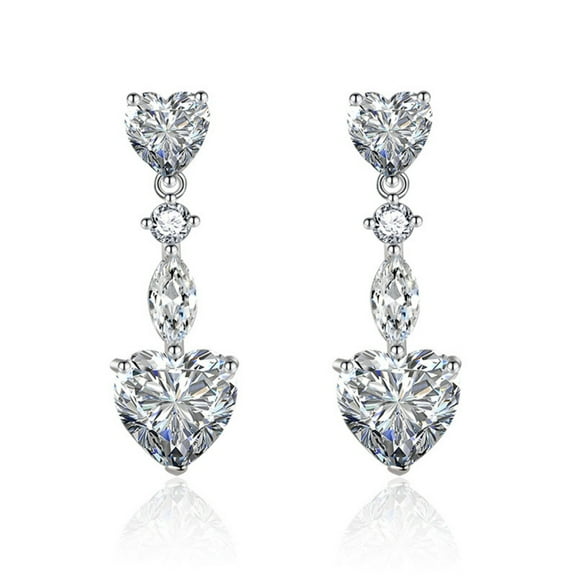 Vireellx Diamond Earrings for Women S925 Silver Needle Love Earrings Long Fringed Jewelry for Her Birthday Christmas Gift