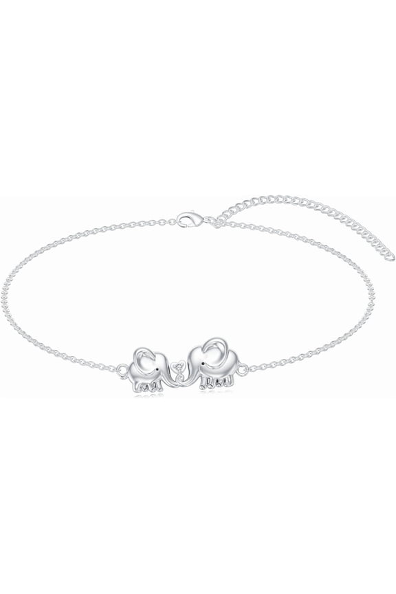 Diamond Elephant Bracelet for Women 925 Sterling Silver Cute Elephant Bracelets with Lab Grown Diamonds Jewelry Gifts for Mom Wife Girlfriend Daughter Sister Friend