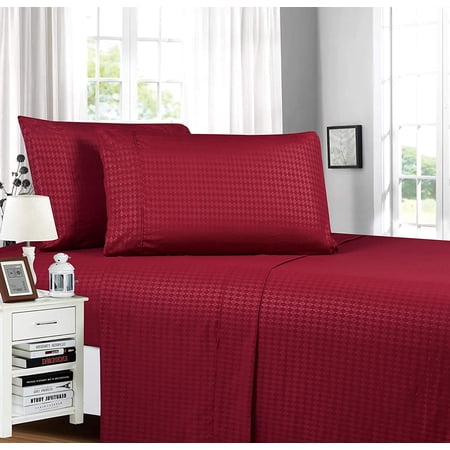 Diamond Embossed Collection 4-Piece Bed Sheet & Pillowcase Set