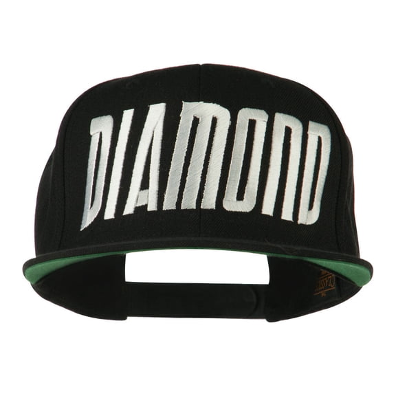 Diamond Embroidered 6 Panel Cap - Black OSFM