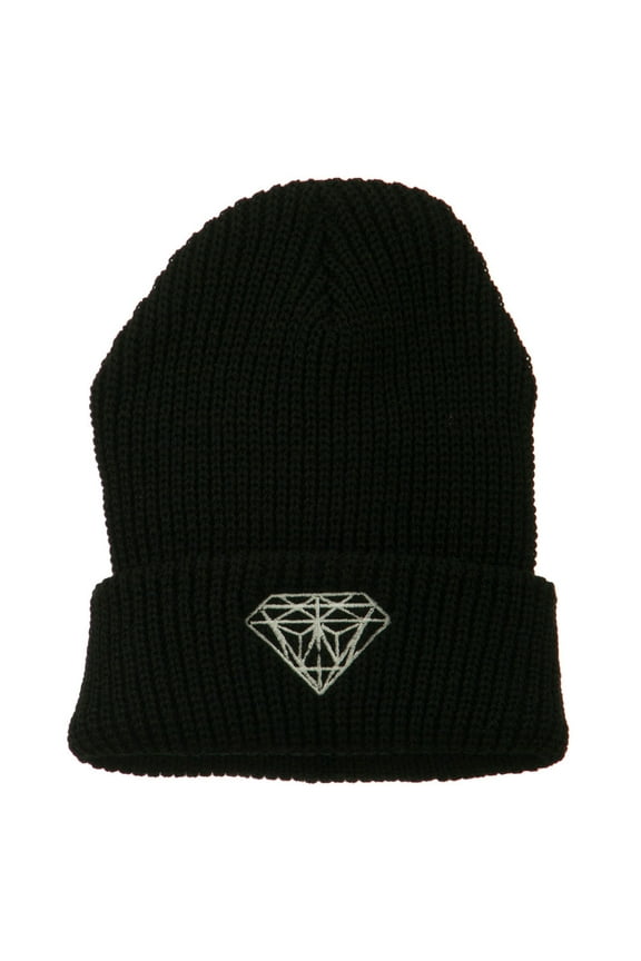 Diamond Embroidered Watch Cap - Black OSFM