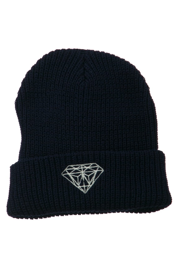 Diamond Embroidered Watch Cap - Navy OSFM