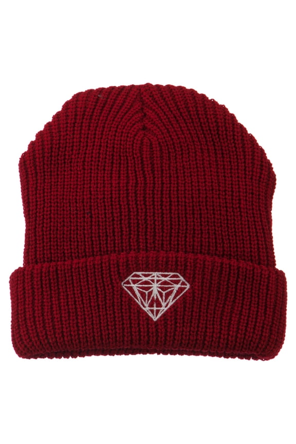 Diamond Embroidered Watch Cap - Red OSFM