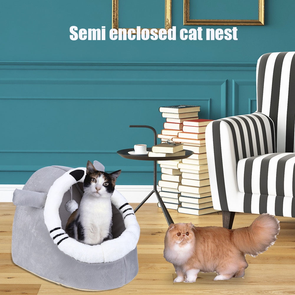 Diamond Enclosed Cat Bed Antiskid House Tent Comfort Winter Warm Small