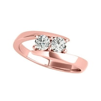 Diamond Engagement Ring For Women 0.50 Carat Brilliant Round Lab Grown Diamond 2 Stone Engagement Ring Band In 10K Solid Rose Yellow White Gold