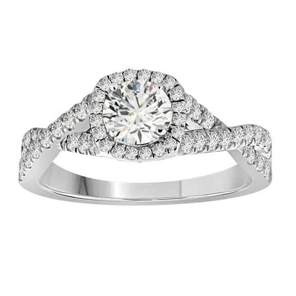 Diamond Engagement Ring For Women 1 Carat Round Shape White Diamond Prong Setting 65 Stone Engagement Ring In 14K Solid Rose, White & Yellow Gold