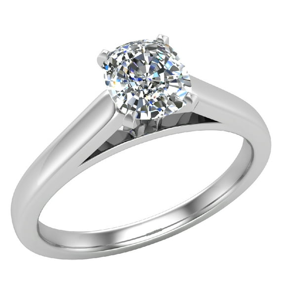 Diamond Engagement Ring For Women Cushion Solitaire 4-Prong GIA Certified 0.50 Carat 18K White Gold (G,I1)