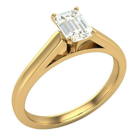 Diamond Engagement Ring For Women Emerald Solitaire 4-Prong GIA Certified 0.50 Carat 14K Gold (K,I2)