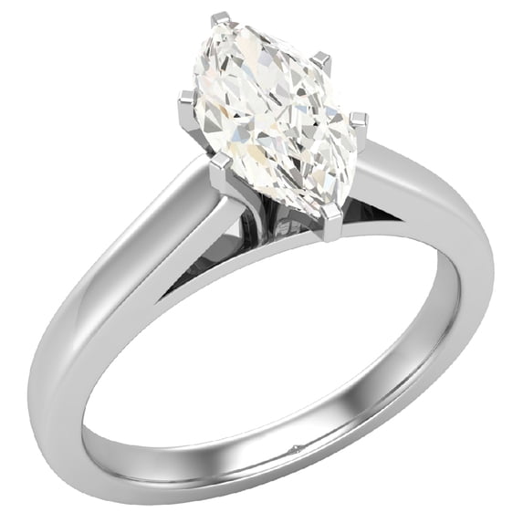 Diamond Engagement Ring For Women Marquise GIA Certified Solitaire 6-Prong 0.75 Carat 14K White Gold (L,I1)