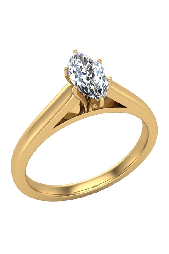 Diamond Engagement Ring For Women Marquise Solitaire GIA Certified 6-Prong 0.50 Carat 18K Gold (E,VVS)