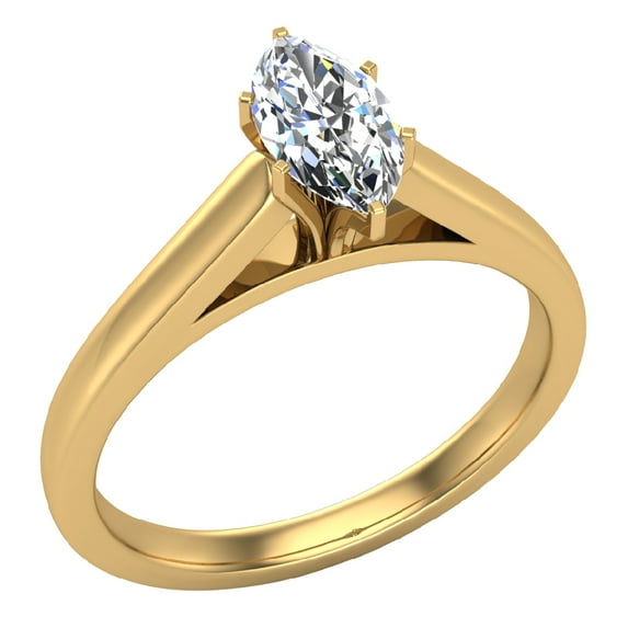 Diamond Engagement Ring For Women Marquise Solitaire GIA Certified 6-Prong 0.50 Carat 18K Gold (G,VS2)