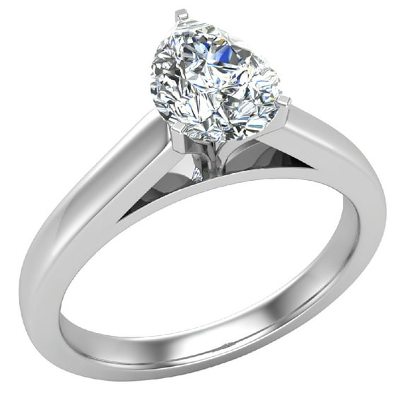 Diamond Engagement Ring For Women Pear GIA Certified Solitaire 3-Prong 0.75 Carat 14K White Gold (I,SI)